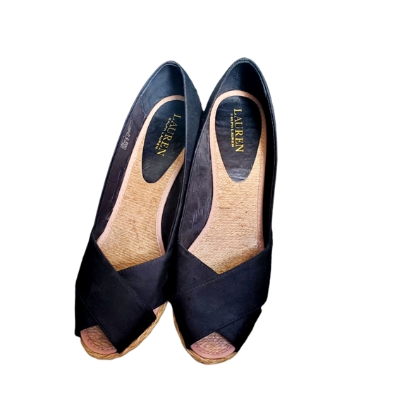 Ralph Lauren Women's Cecilia Wedge Navy Sandal Size 10 - Picture 4 of 4